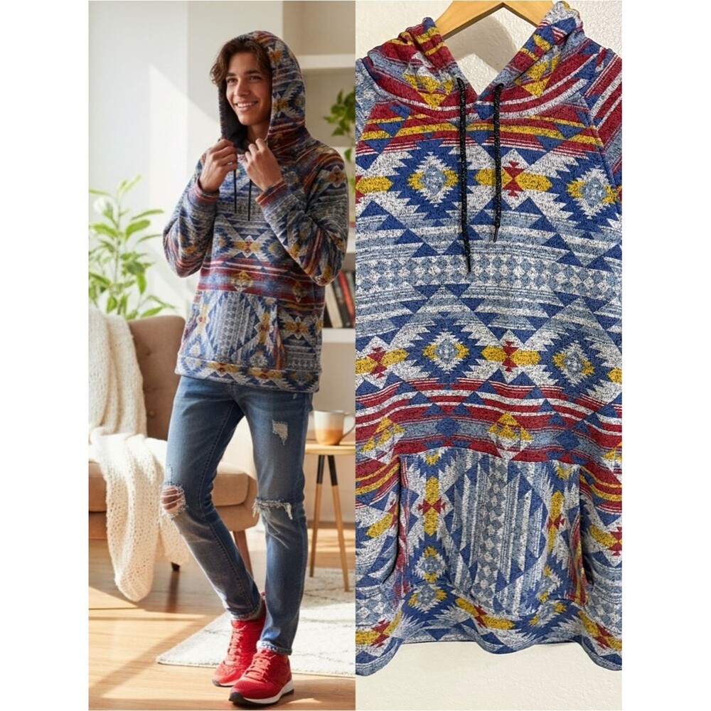 Brooklyn Cloth Aztec Southwest Pullover Hoodie Size Medium